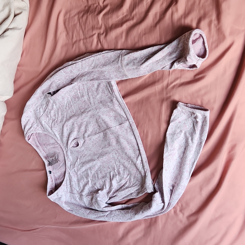 Gymshark XL Pink Flecked Long Sleeve Crop Top